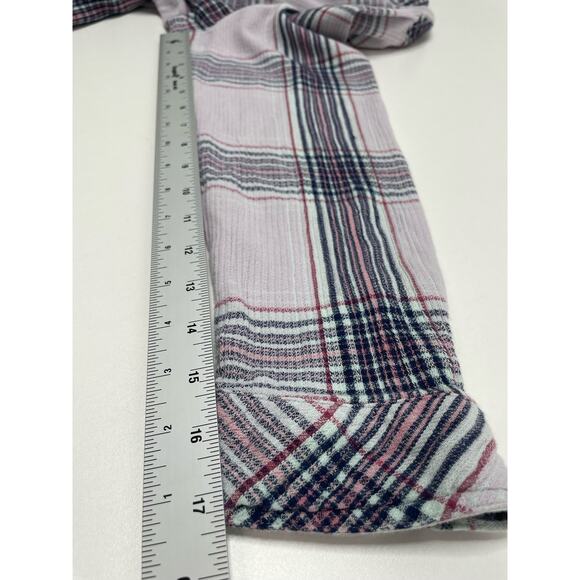 Sonoma Plaid Button-Up Shirt Long Sleeve Collared Light Purple Womens Size XL - Picture 9 of 10